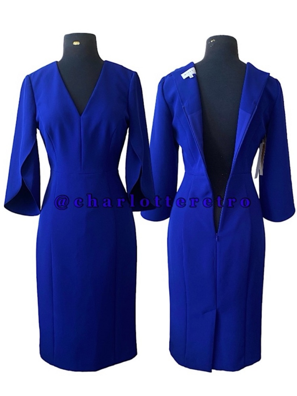 MILLY • Jana Butterfly-Sleeve Cady Sheath Dress